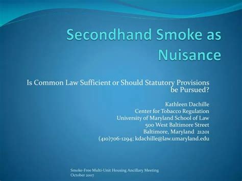 Ppt Secondhand Smoke As Nuisance Powerpoint Presentation Free