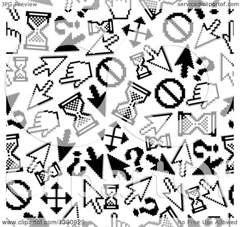 Clipart Of A Seamless Background Pattern Of Black And White Pixelated