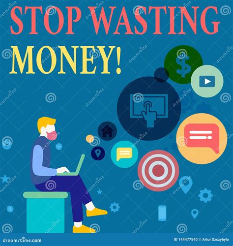 Writing Note Showing Stop Wasting Money. Business Photo Showcasing