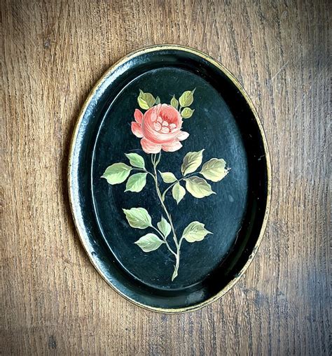 Antique Toleware Tray With Hand Painted Rose Sutton House Interiors