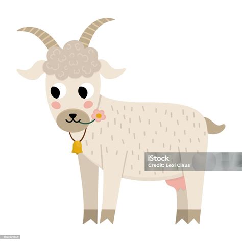 Ikon Kambing Vektor Ilustrasi Kartun Lucu Untuk Anakanak Hewan Ternak