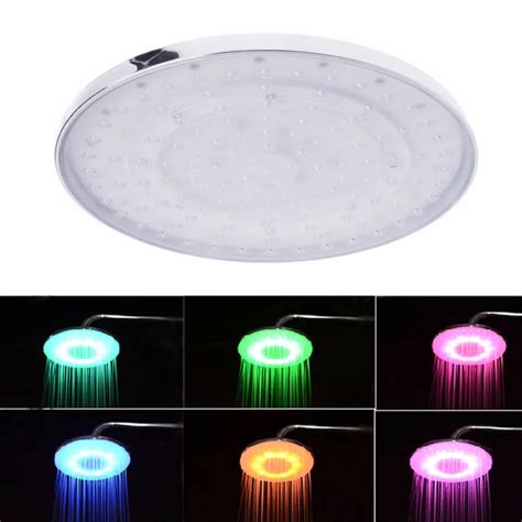 Bathroom Shower Head 8 Inch Rgb Led Light Stainless Steel Rain Shower