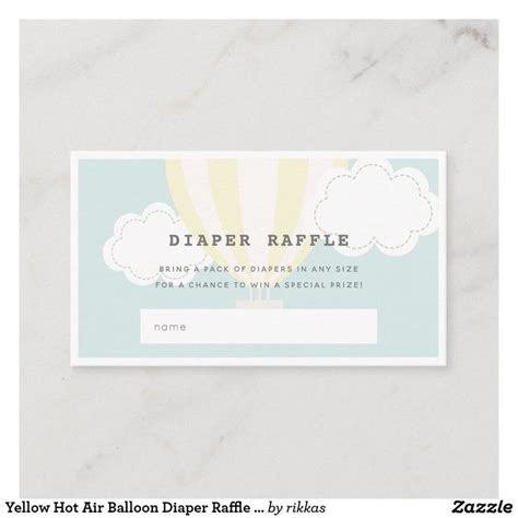 Yellow Hot Air Balloon Diaper Raffle Ticket Enclosure Card Zazzle Diaper Raffle Diaper
