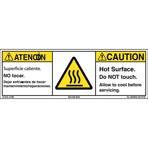 Caution Hot Surface Safety Label X