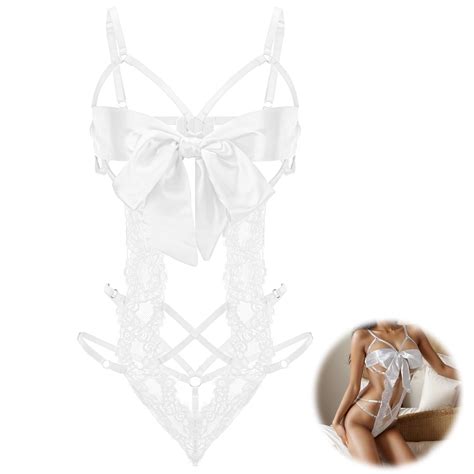 Telooco Women Sexy Lingerie Set Lace Teddy Lingerie Unwrap Me Bow Tie