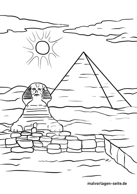 Malvorlage Sphinx und Pyramide Ägypten Geschichte Ausmalbild