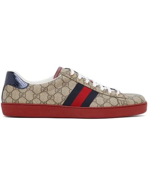 Gucci Canvas Beige Gg Supreme New Ace Sneakers In Black For Men Lyst