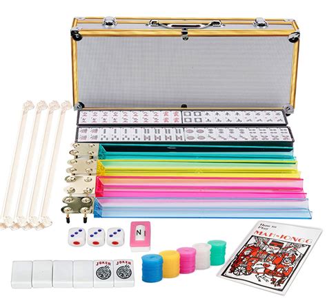 LANYOTA American Mahjong Set, 166 White Tiles, 4 Mah Jong Racks/Pushers ...