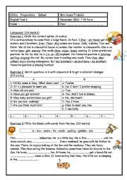 Mid Term Test For 7th Form ESL Worksheet By Hanen Trabelsi