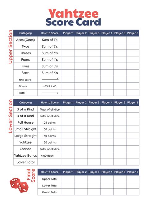 Printable Large Yahtzee Score Sheets