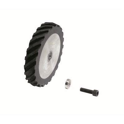Dynabrade 11642 Contact Wheel Ass Y 4 Dia X 5 8 W X 5 8 I D Scoop Face 40 Duro Rubber