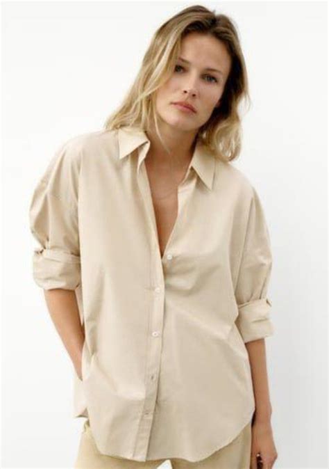 Zara Poplin Shirt Nude Women S Fashion Tops Longsleeves On Carousell