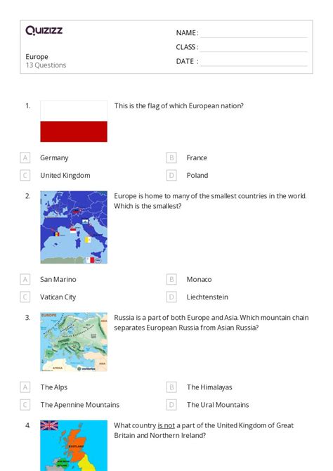 50 Countries In Europe Worksheets For 8th Class On Quizizz Free