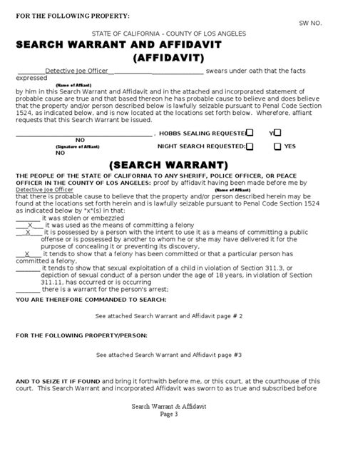 Complete Search Warrant Pdf Receipt Search Warrant