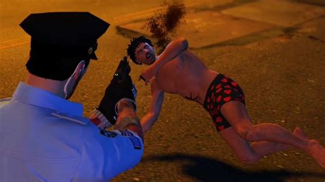 NYPD Shoot Naked Guy Charging Them With A Knife The Towns RP FiveM