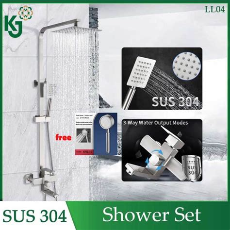 KJ Shower Set For Bathroom High Pressure Hot And Cold Stainless Steel Wall Mounted Bathroom