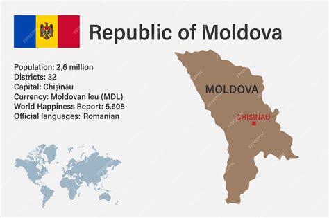 Premium Vector | Highly detailed Moldova map with flag capital and ...