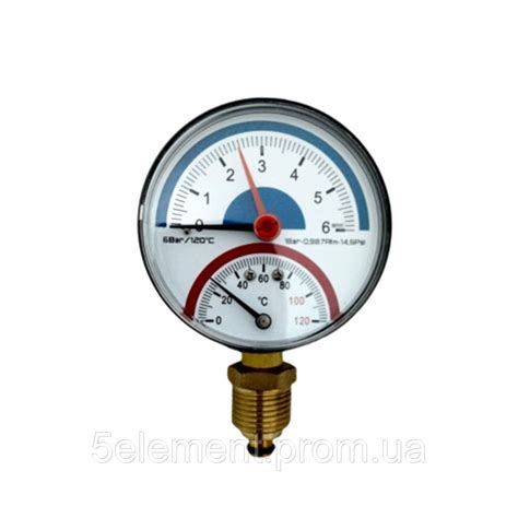 Термоманометр манометр + термометр Aquavita 1 2 диаметр 80 мм, 1-6 бар ...