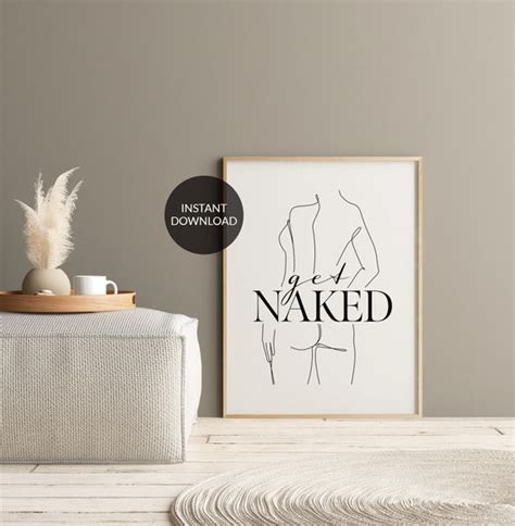 Get Naked Wall Art Sign Get Naked Poster Line Drawing Print Etsy