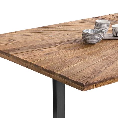 Designer Esstisch Aus Recyclingholz Teak Mit B Gelgestell Stahl In