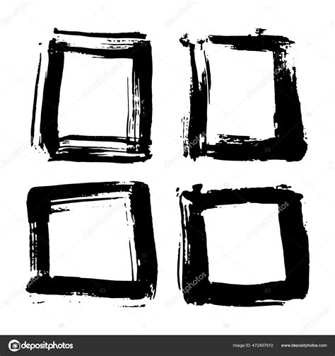 Frames Text Boxes Grunge Textured Hand Drawn Elements Set Vector Stock Vector Image By