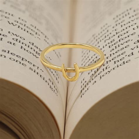 Letter U 14KT Yellow Gold Initial Ring