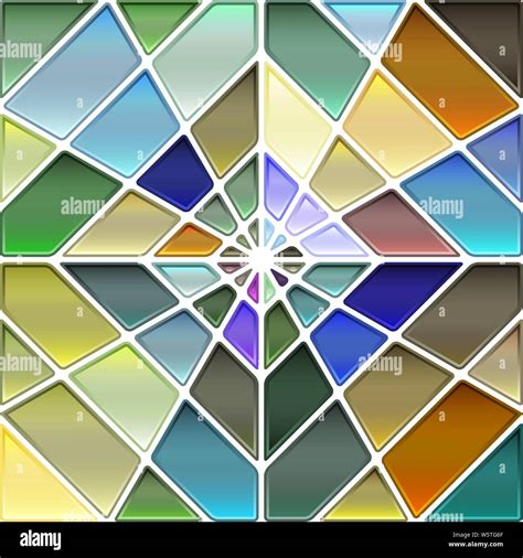 Abstract Vector Stained Glass Mosaic Background Blue And Brown