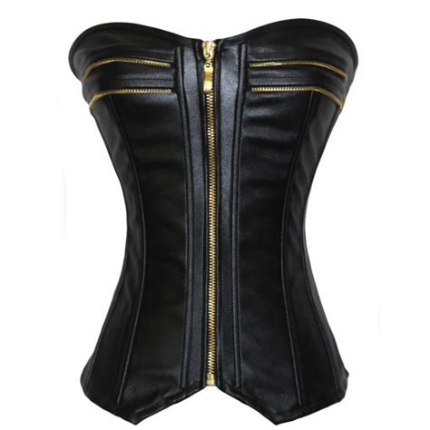 Black Gothic Corsets Overbust Lace Up Corsets With Zip Gothic Corset