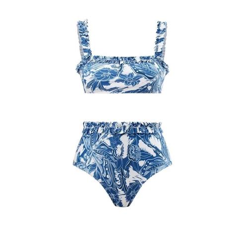 Maillot de Bain femme Bohème bikini Nouvelle Mode grande taille Elegant Y Bleu