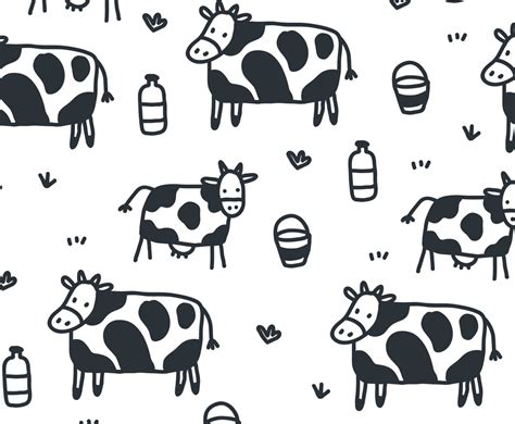 Cartoon Cow Pattern Vector Vector Art & Graphics | freevector.com