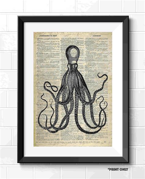 Nautical Octopus Moby Dick The Kraken Artwork A4 A3 Unframed Etsy