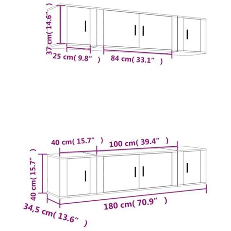 L2252 Pwshymi Ensemble de meubles TV 6 pcs Blanc Bois d ingénierie