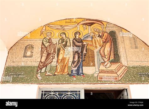 Religious Mosaic On Wall Of Orthodox Cathedral Also Known As Mitropolis