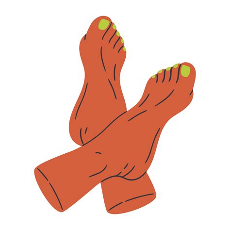 Female Naked Feet Barefoot Legs With Bright Manicure Bare Pair Of Legs Woman Feet In Relaxed