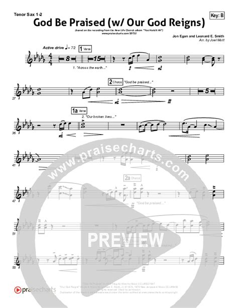 God Be Praised With Our God Reigns Tenor Sax Sheet Music Pdf New