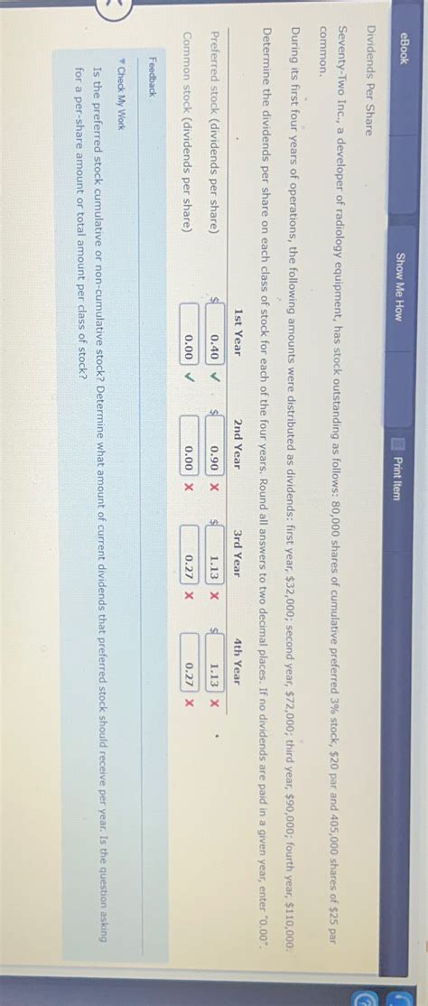 Solved Ebookshow Me Howprint Itemdividends Per Share Chegg