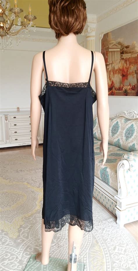 Black Nightgown Wedding Lingerie Sheer Slip Dress Bri Gem