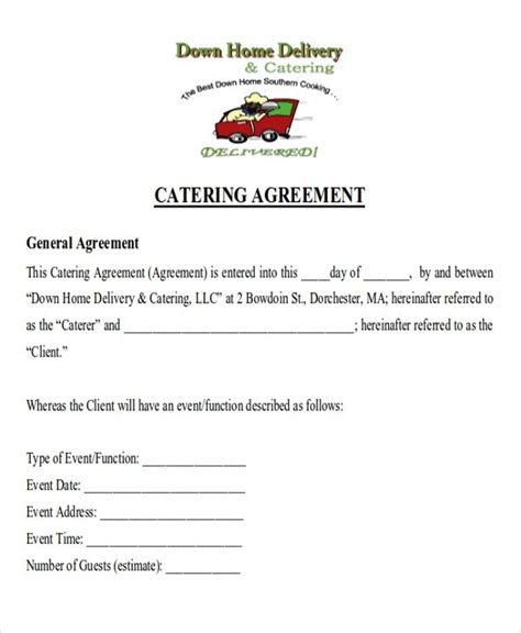 catering contract template word excel templates excel templates