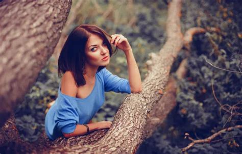 Wallpaper Girl Forest Nature Autumn Tree Bokeh Brunette Outdoor For Mobile And Desktop