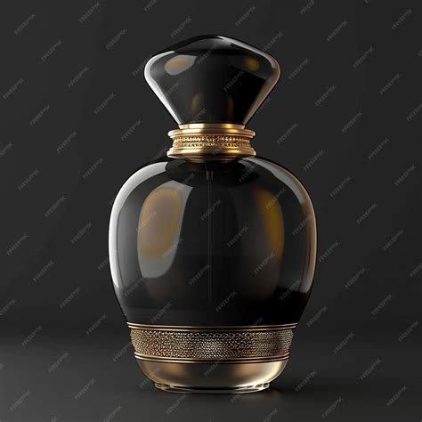 Premium Photo | A black and gold perfume bottle with a gold stripe