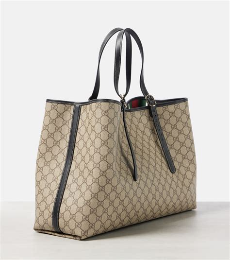 GG Canvas Large leather-trimmed tote bag in beige - Gucci | Mytheresa