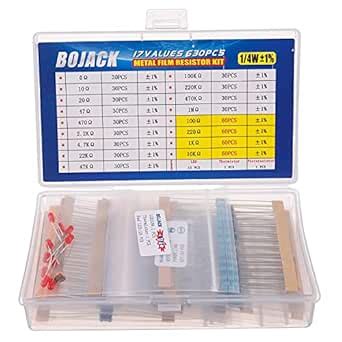 Bojack Pcs Values Resistor Kit Ohm M Ohm With W Metal