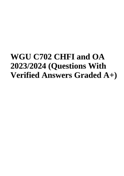 Wgu C Chfi And Oa Questions With Verified Answers Graded