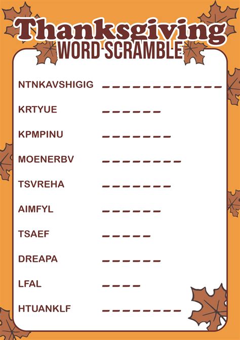 Thanksgiving Words - 10 Free PDF Printables | Printablee