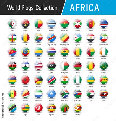 Set Of African Flags Vector Round Icons Stock Vector Adobe Stock