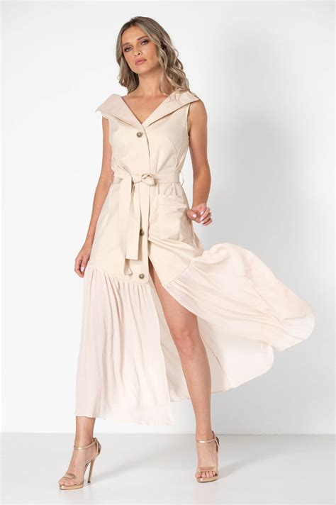 Rochie Vesta Nude Volan Iulia Dima Fashion Designer