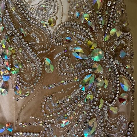 Cache Dresses Nude And White Jewel Encrusted Prom Or Gala Gown