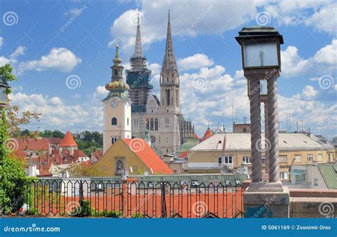 cityscape  zagreb stock image image  central white