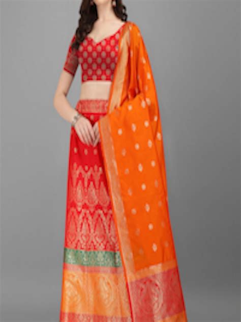 Buy Dhyey Fashion Red And Navy Blue Ready To Wear Lehenga And Unstitched