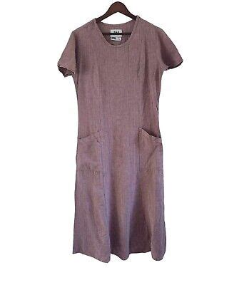 Flax Jeanne Engelhart Mauve Lagenlook Maxi Dress Pockets Linen Womens